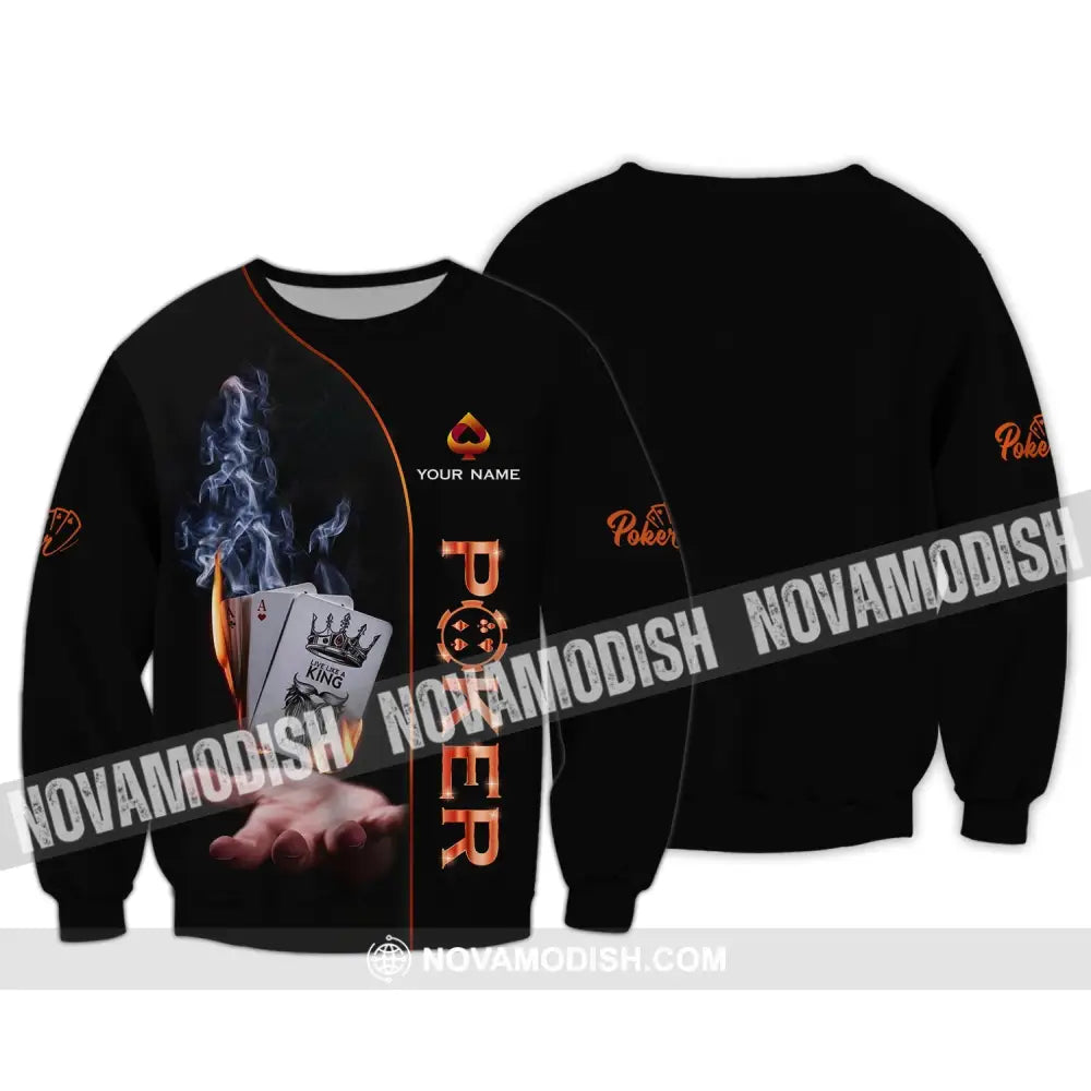 Unisex Shirt - Custom Name Shirt - Fire And Smoke Poker Shirt Long Sleeve / S T-shirt