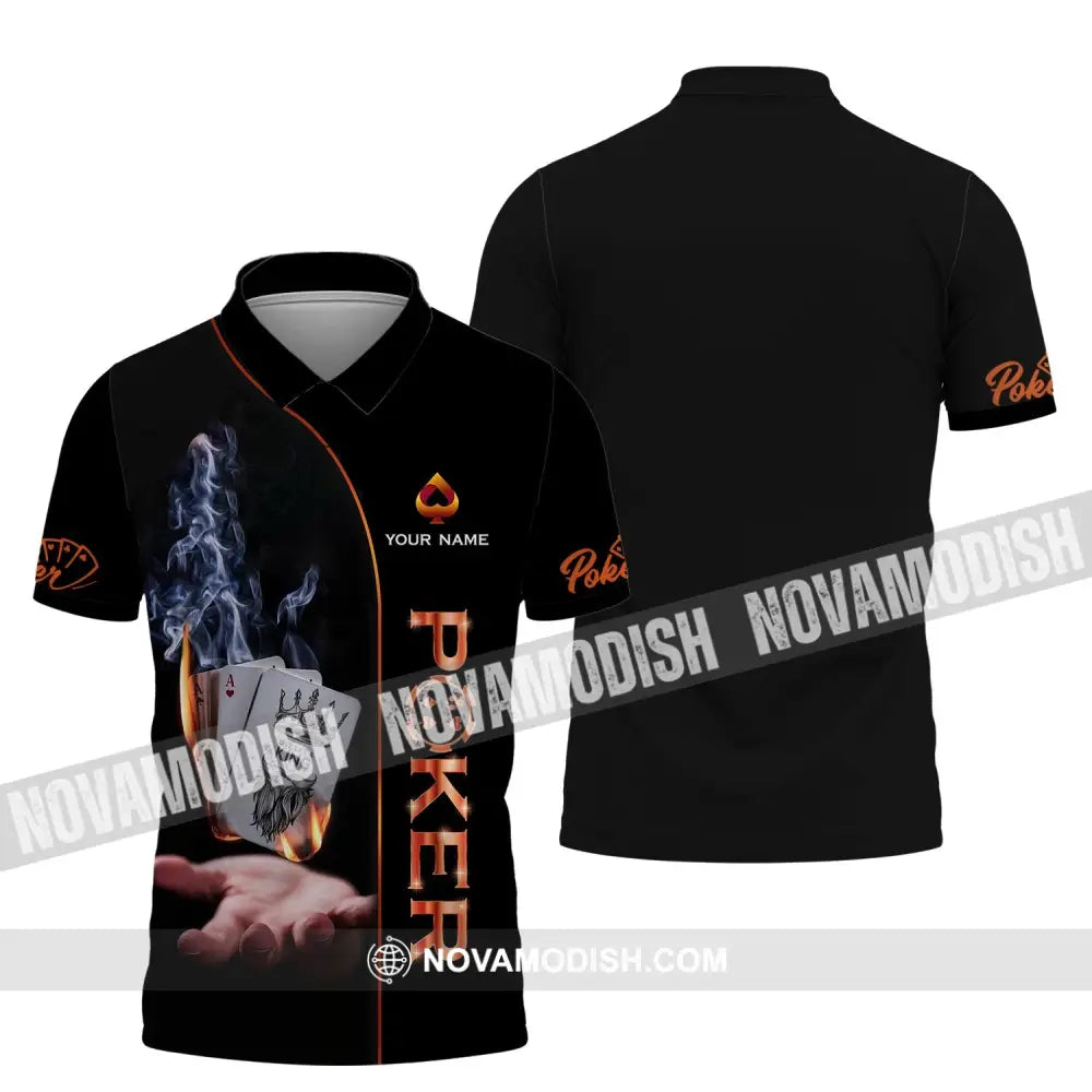 Unisex Shirt - Custom Name Shirt - Fire And Smoke Poker Shirt Polo Shirt / S T-shirt