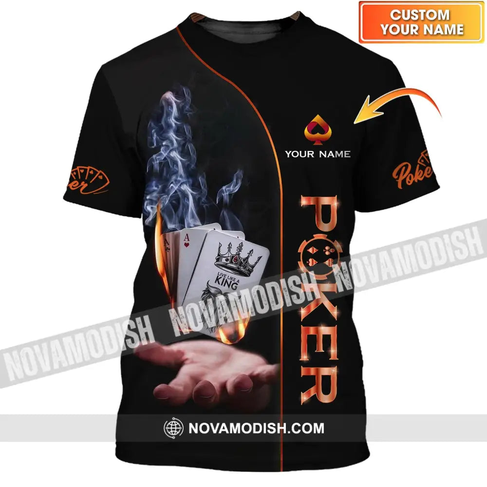Unisex Shirt - Custom Name Shirt - Fire And Smoke Poker Shirt T-shirt
