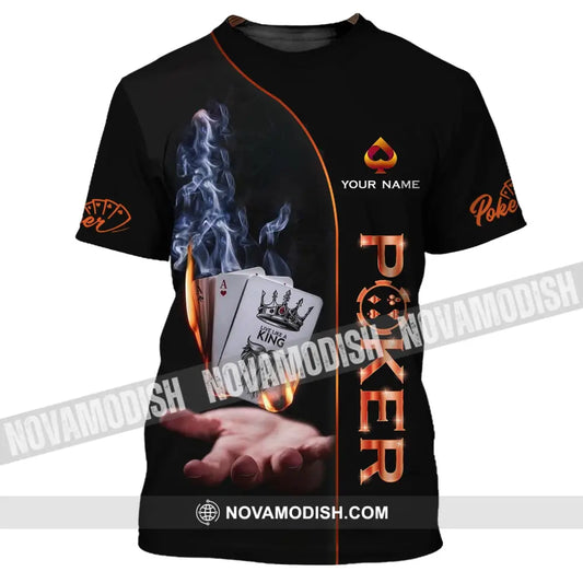 Unisex Shirt - Custom Name Shirt - Fire And Smoke Poker Shirt T-Shirt / S T-shirt