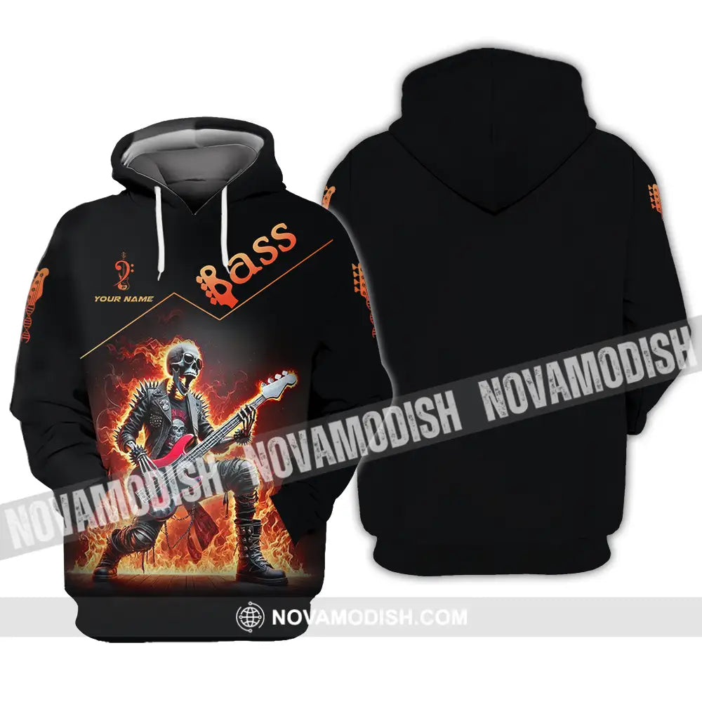 Unisex Shirt - Custom Name Fire Bass Hoodie / S T-Shirt