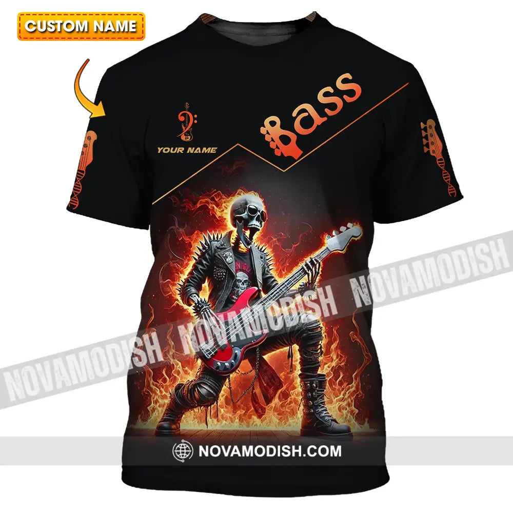 Unisex Shirt - Custom Name Fire Bass T-Shirt