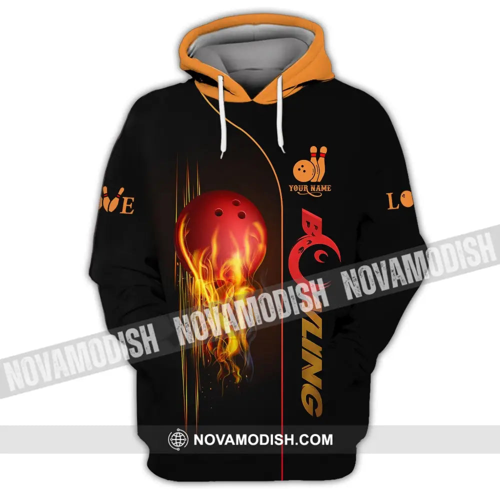 Unisex Shirt - Custom Name Fire Bowling Shirt Hoodie / S T-shirt
