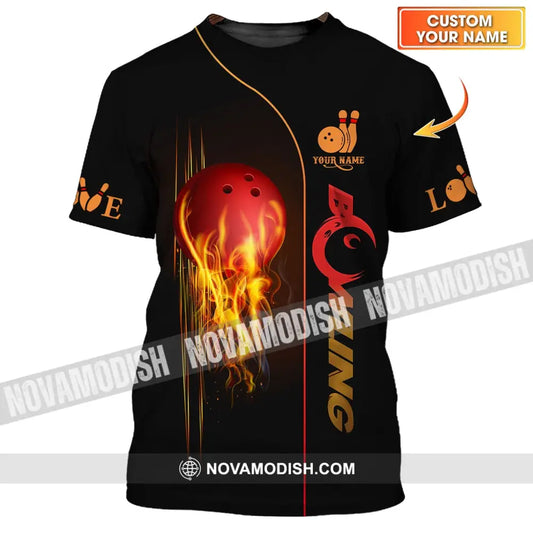 Unisex Shirt - Custom Name Fire Bowling Shirt T-shirt