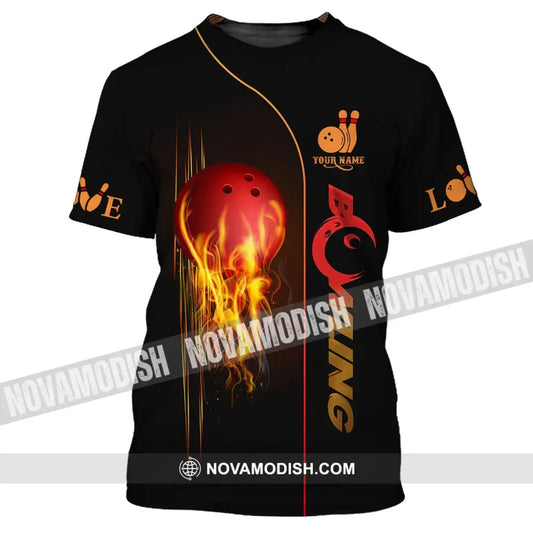 Unisex Shirt - Custom Name Fire Bowling Shirt T-Shirt / S T-shirt