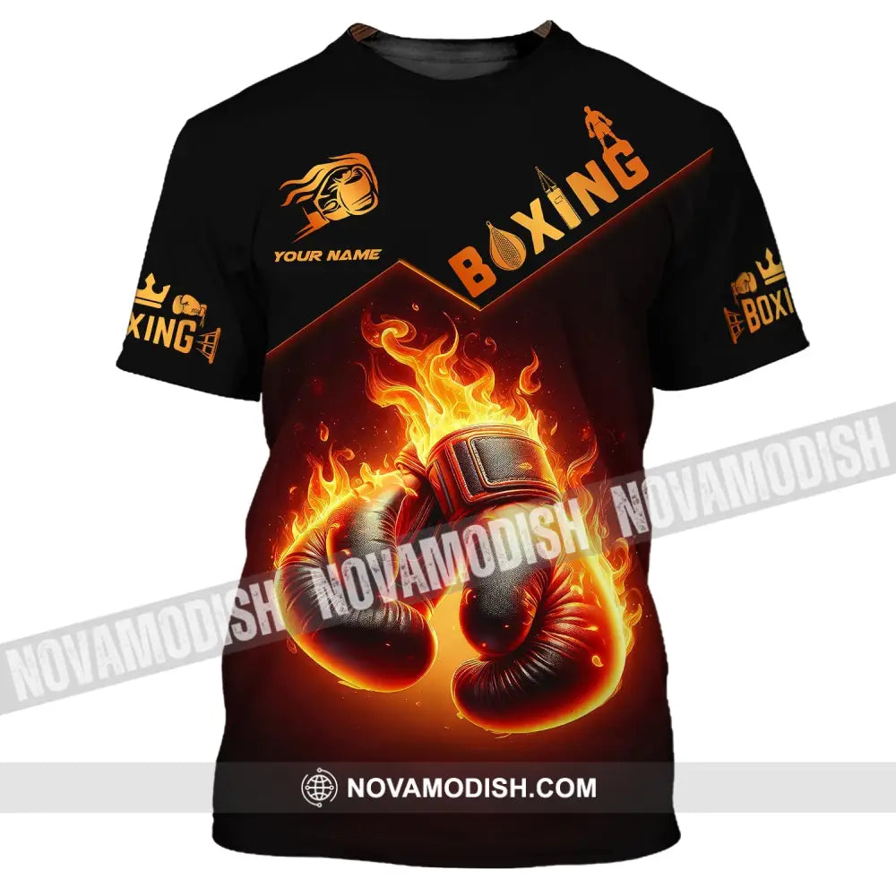 Unisex Shirt - Custom Name Shirt Fire Boxing Gloves T-Shirt / S T-shirt
