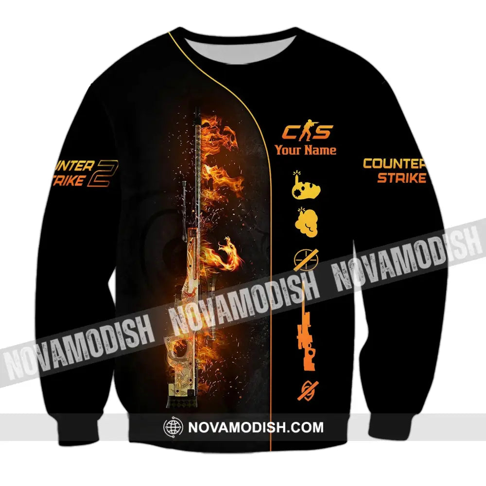 Unisex Shirt - Custom Name Fire Cs Long Sleeve / S T-Shirt