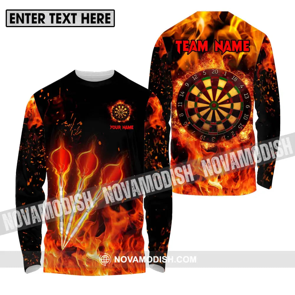 Unisex Shirt - Custom Name Fire Darts Shirt Long Sleeve Shirt / S T-shirt