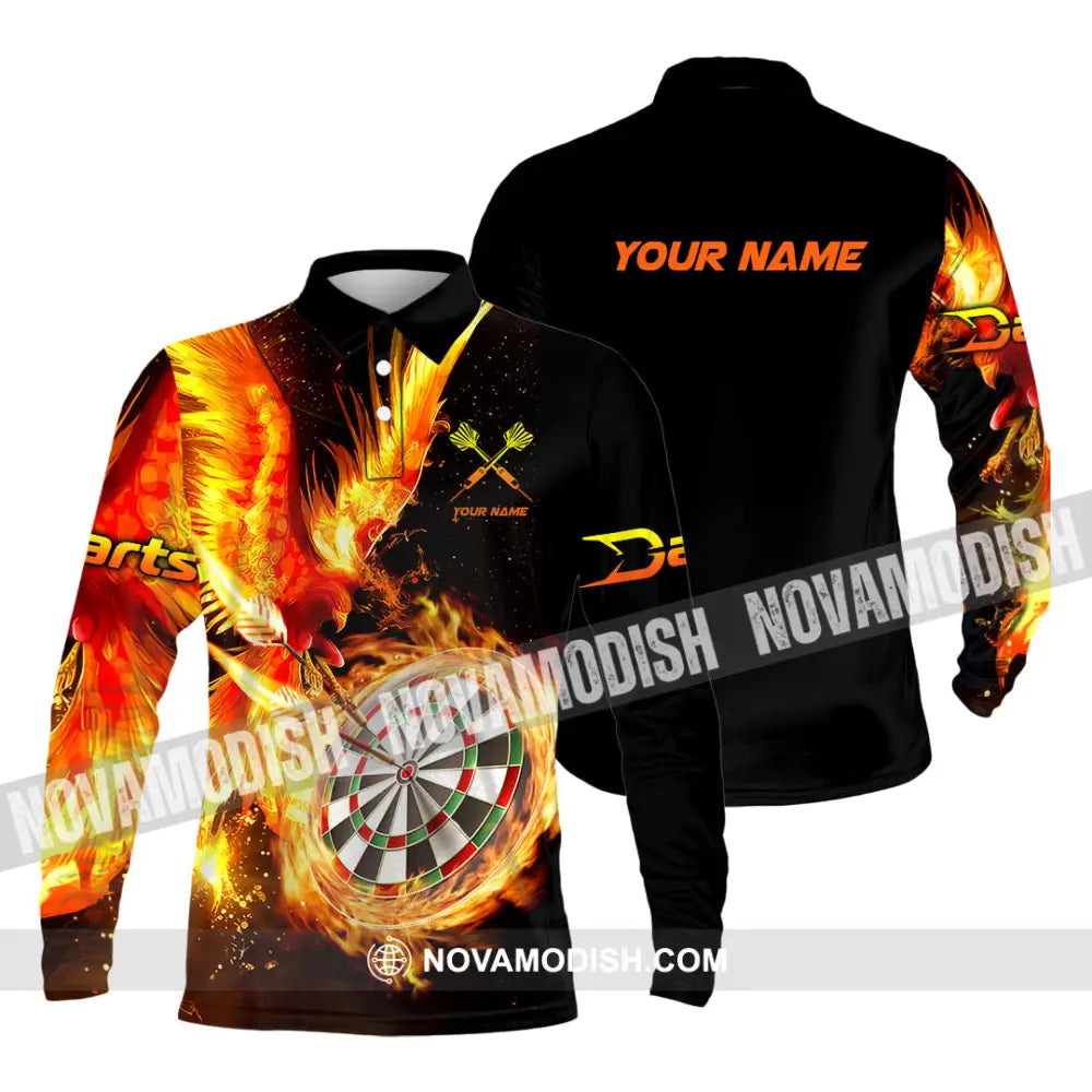 Unisex Shirt - Custom Name Fire Darts Sport Shirt Long Sleeve Polo / S T-shirt