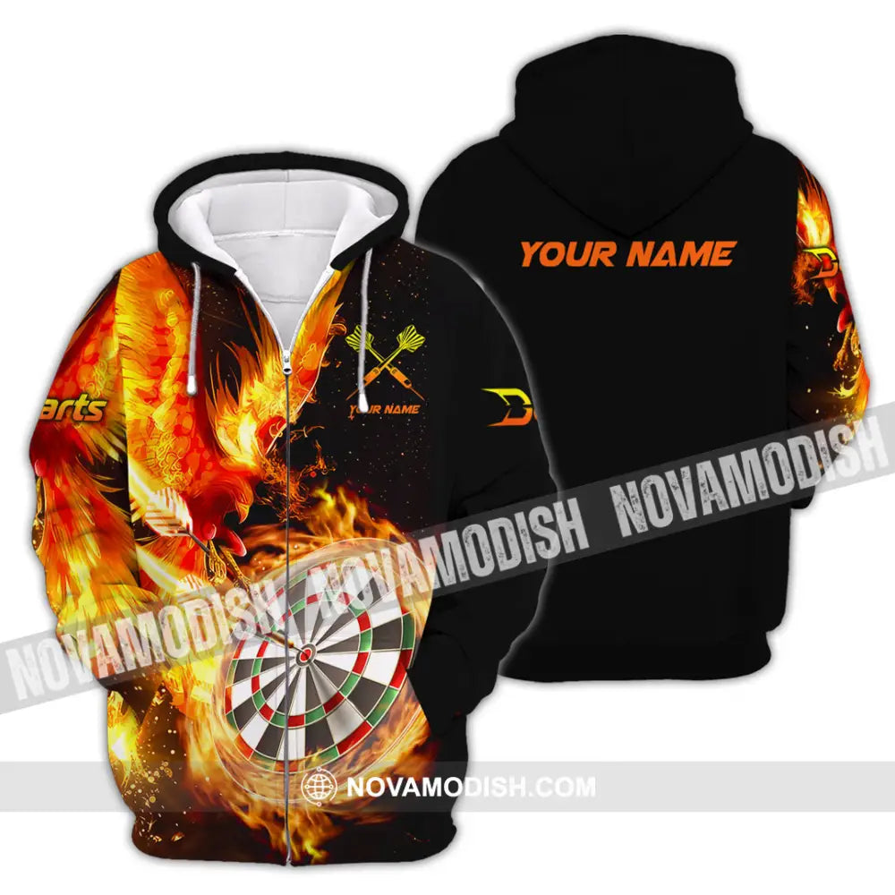 Unisex Shirt - Custom Name Fire Darts Sport Shirt Zipper Hoodie / S T-shirt