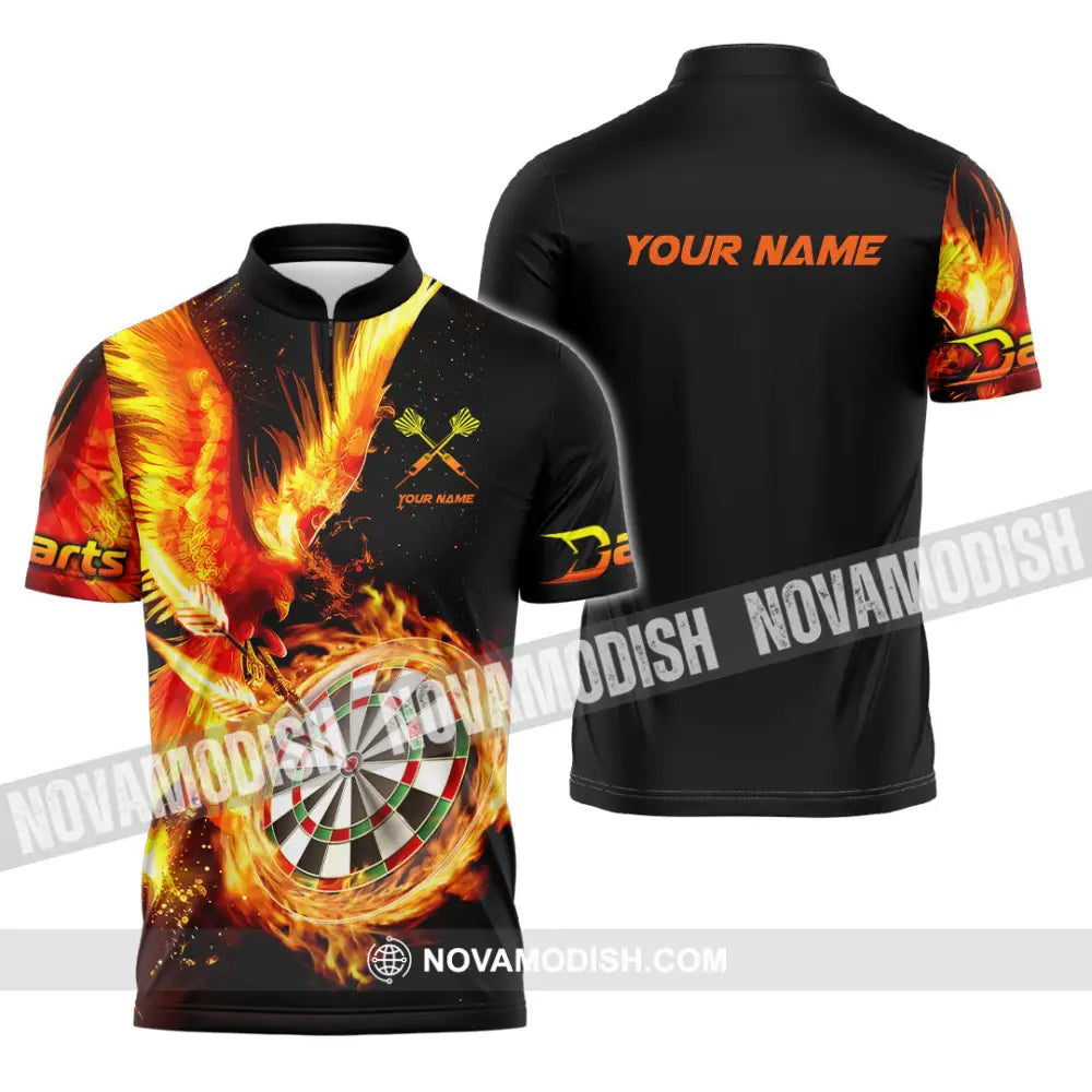 Unisex Shirt - Custom Name Fire Darts Sport Shirt Zipper Polo Shirt / S T-shirt
