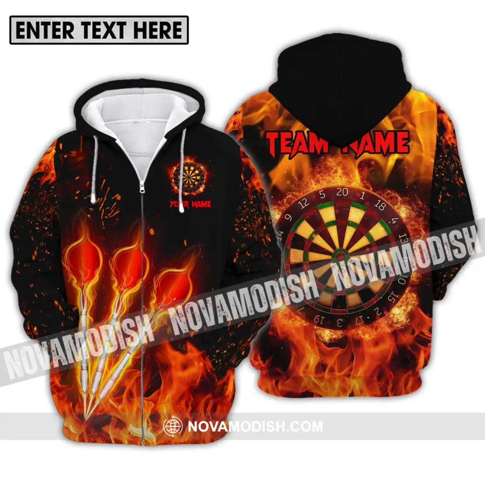 Unisex Shirt - Custom Name Fire Darts Shirt Zipper Hoodie / S T-shirt