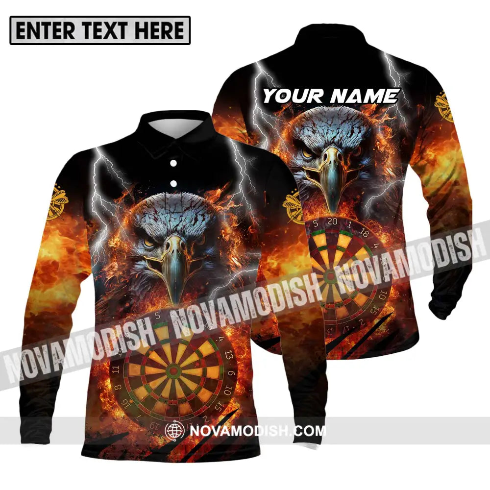Unisex Shirt - Custom Name Fire Eagle Darts Shirt Long Sleeve Polo / S T-shirt