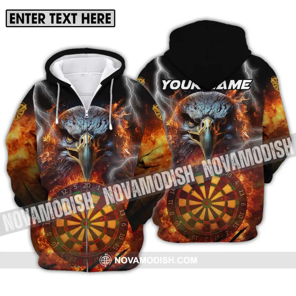 Unisex Shirt - Custom Name Fire Eagle Darts Shirt Zipper Hoodie / S T-shirt