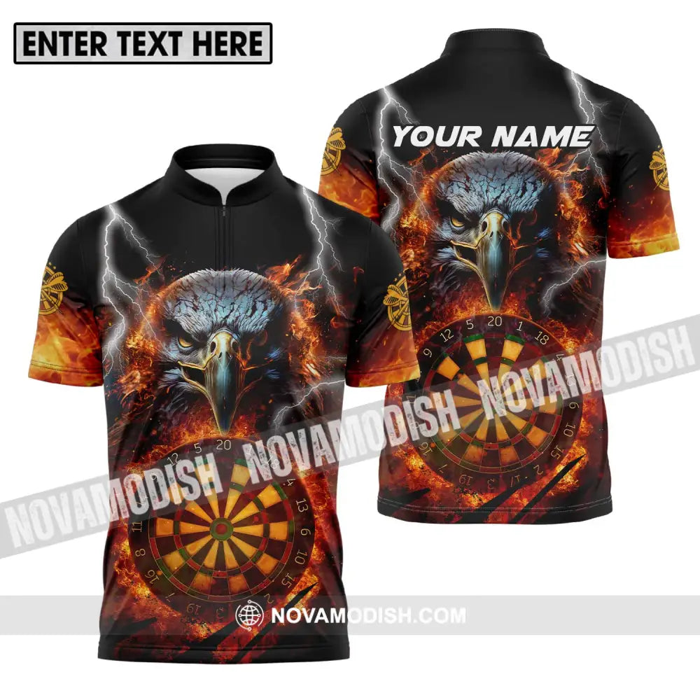 Unisex Shirt - Custom Name Fire Eagle Darts Shirt Zipper Polo Shirt / S T-shirt