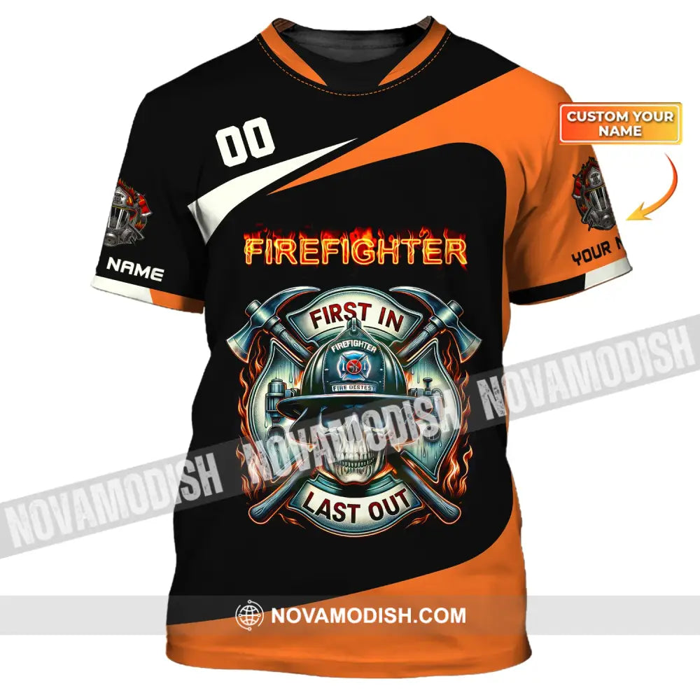 Unisex Shirt Custom Name Fire Fighter T-Shirt For Firefighter T-Shirt Polo