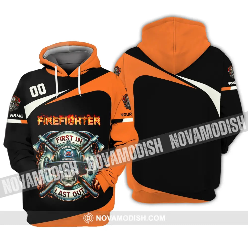 Unisex Shirt Custom Name Fire Fighter T-Shirt For Firefighter T-Shirt Polo Hoodie / S