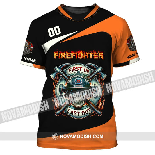 Unisex Shirt Custom Name Fire Fighter T-Shirt For Firefighter T-Shirt Polo / S