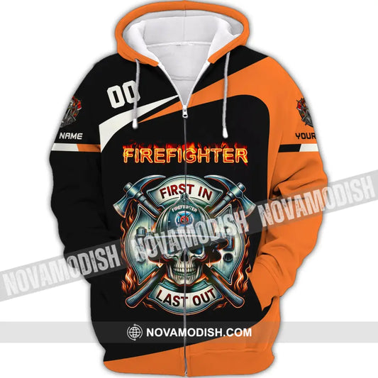 Unisex Shirt Custom Name Fire Fighter T-Shirt For Firefighter T-Shirt Polo Zipper Hoodie / S