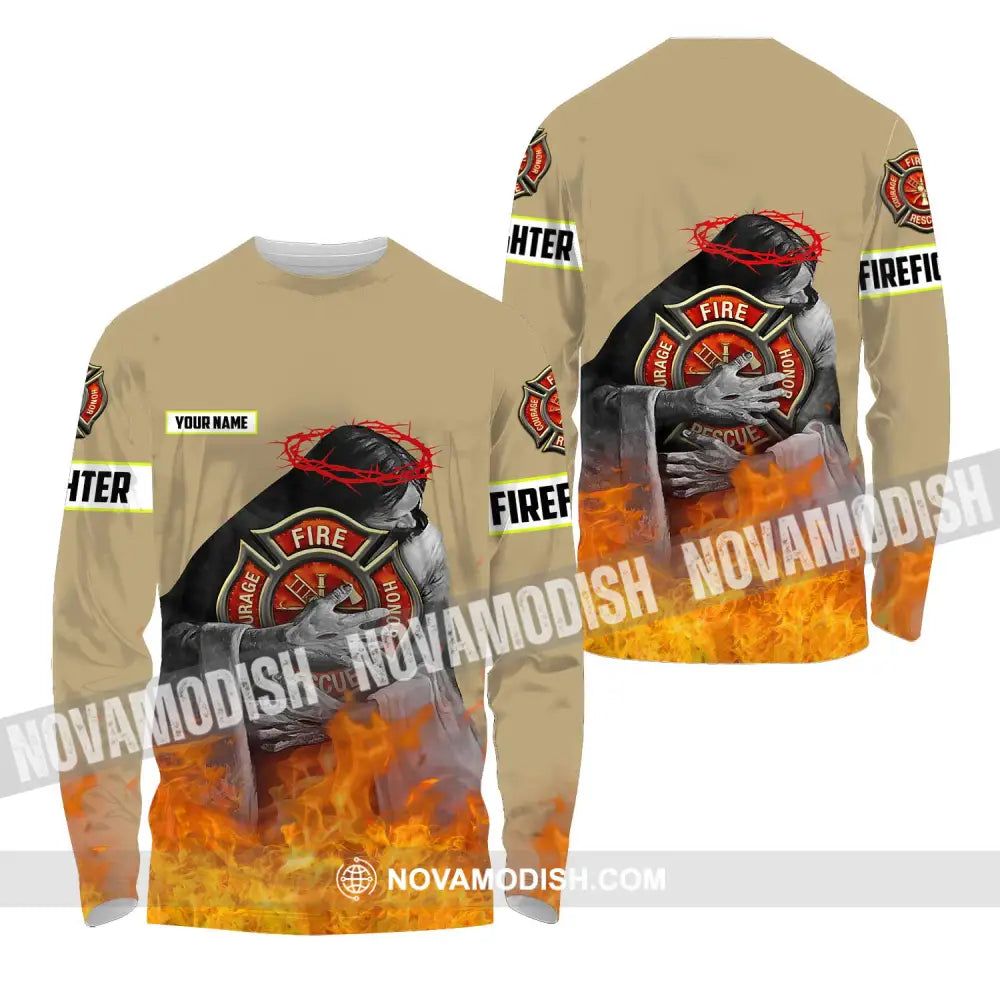 Unisex Shirt - Custom Name Fire Honor Shirt Long Sleeve Shirt / S T-shirt