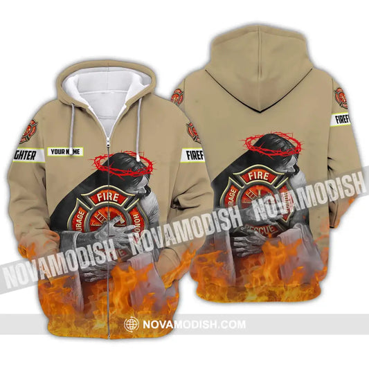 Unisex Shirt - Custom Name Fire Honor Shirt Zipper Hoodie / S T-shirt