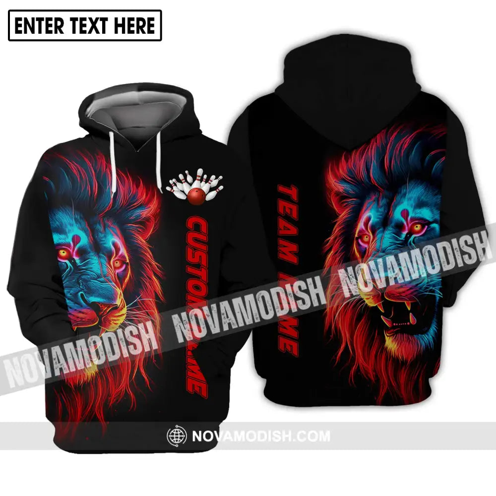 Unisex Shirt - Custom Name Shirt Fire Lion Bowling Shirt Hoodie / S T-shirt