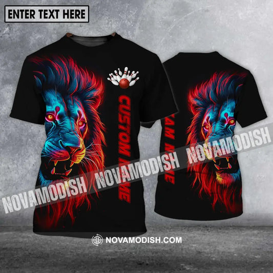 Unisex Shirt - Custom Name Shirt Fire Lion Bowling Shirt T-shirt