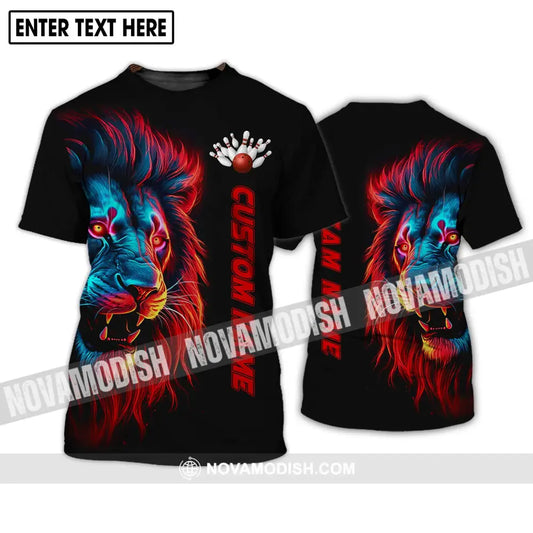 Unisex Shirt - Custom Name Shirt Fire Lion Bowling Shirt T-Shirt / S T-shirt