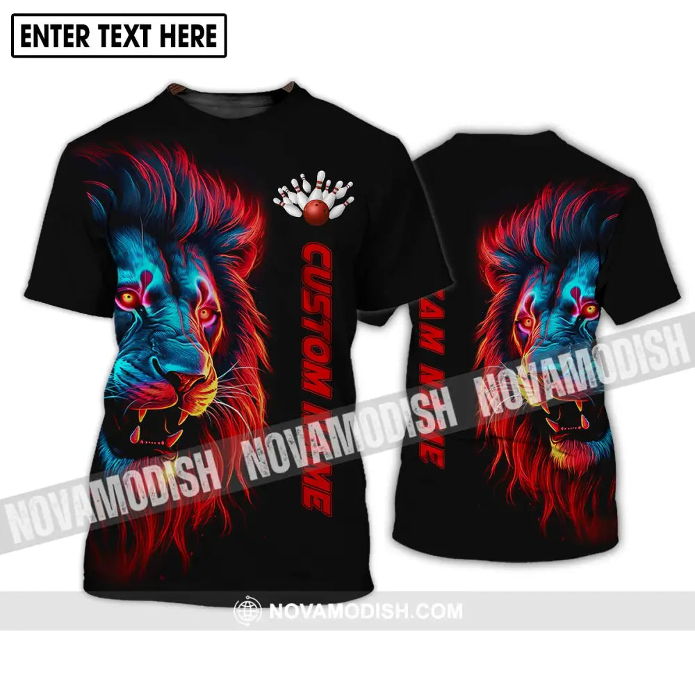 Unisex Shirt - Custom Name Shirt Fire Lion Bowling Shirt T-Shirt / S T-shirt