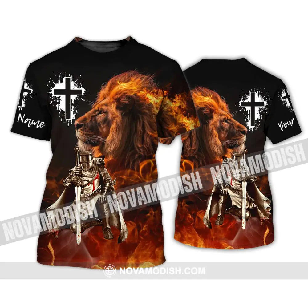 Unisex Shirt - Custom Name Shirt Fire Lion Warrior T-Shirt / S T-shirt