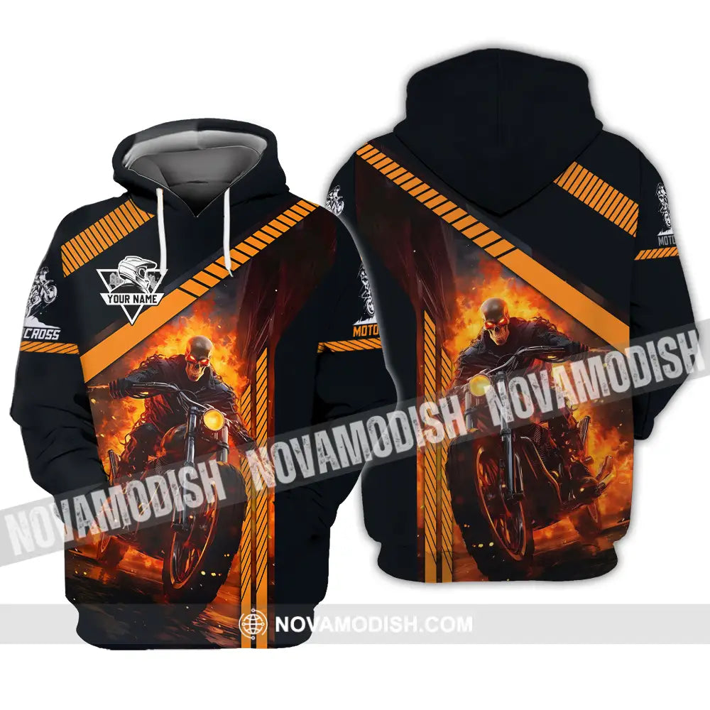 Unisex Shirt - Custom Name Fire Motobike Shirt For Player Hoodie / S T-shirt
