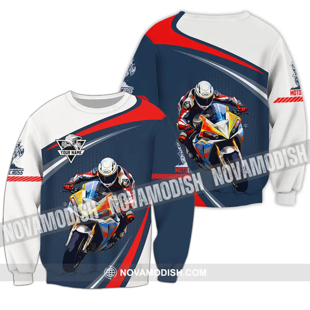 Unisex Shirt - Custom Name Fire Motobike Shirt For Player Motocross Long Sleeve / S T-shirt