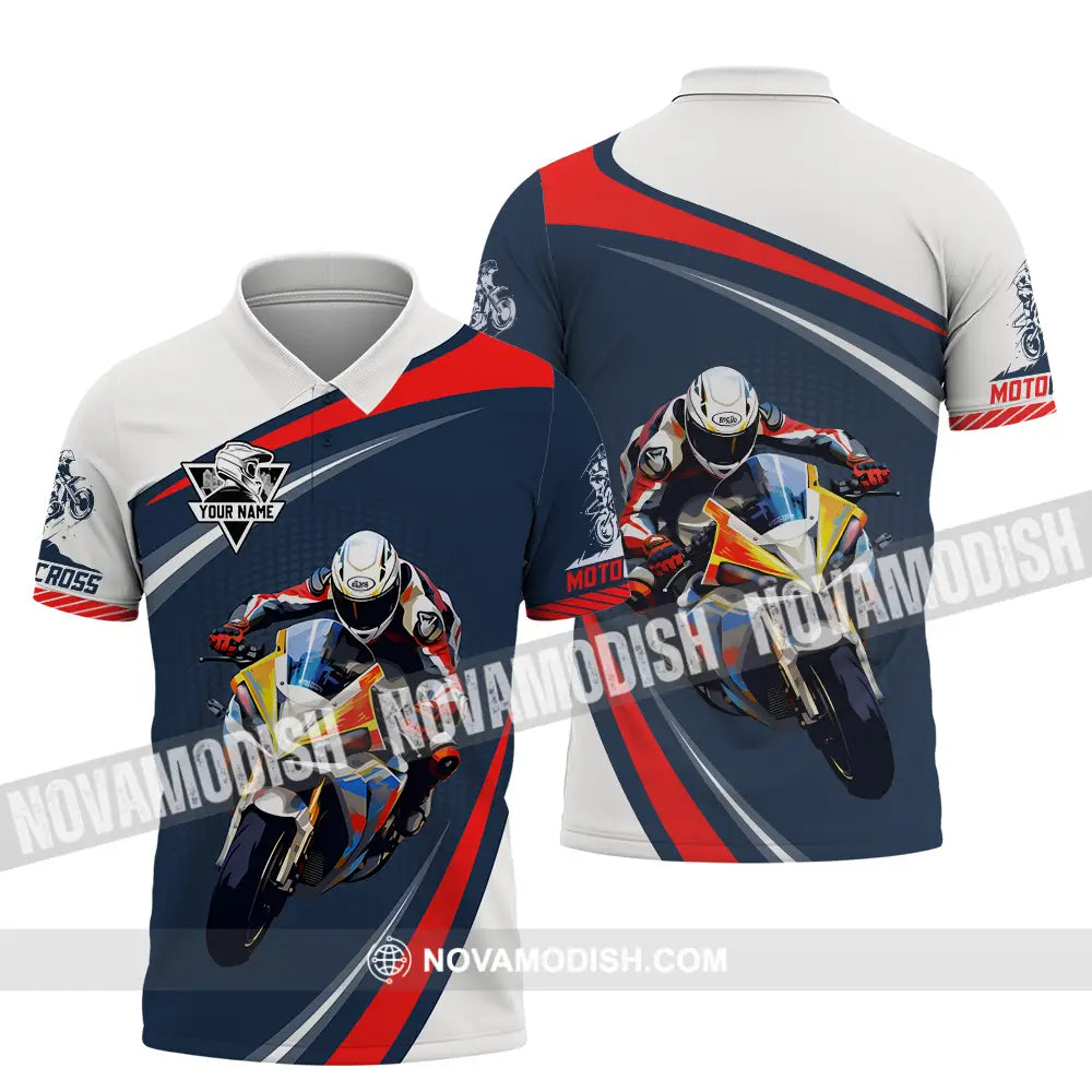 Unisex Shirt - Custom Name Fire Motobike Shirt For Player Motocross Polo Shirt / S T-shirt