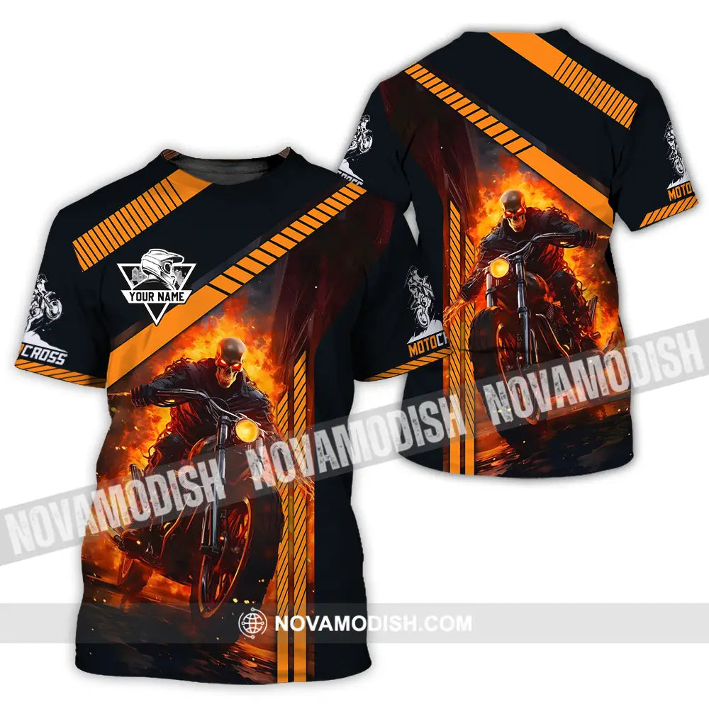Unisex Shirt - Custom Name Fire Motobike Shirt For Player T-Shirt / S T-shirt