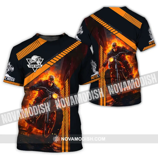 Unisex Shirt - Custom Name Fire Motobike Shirt For Player T-Shirt / S T-shirt
