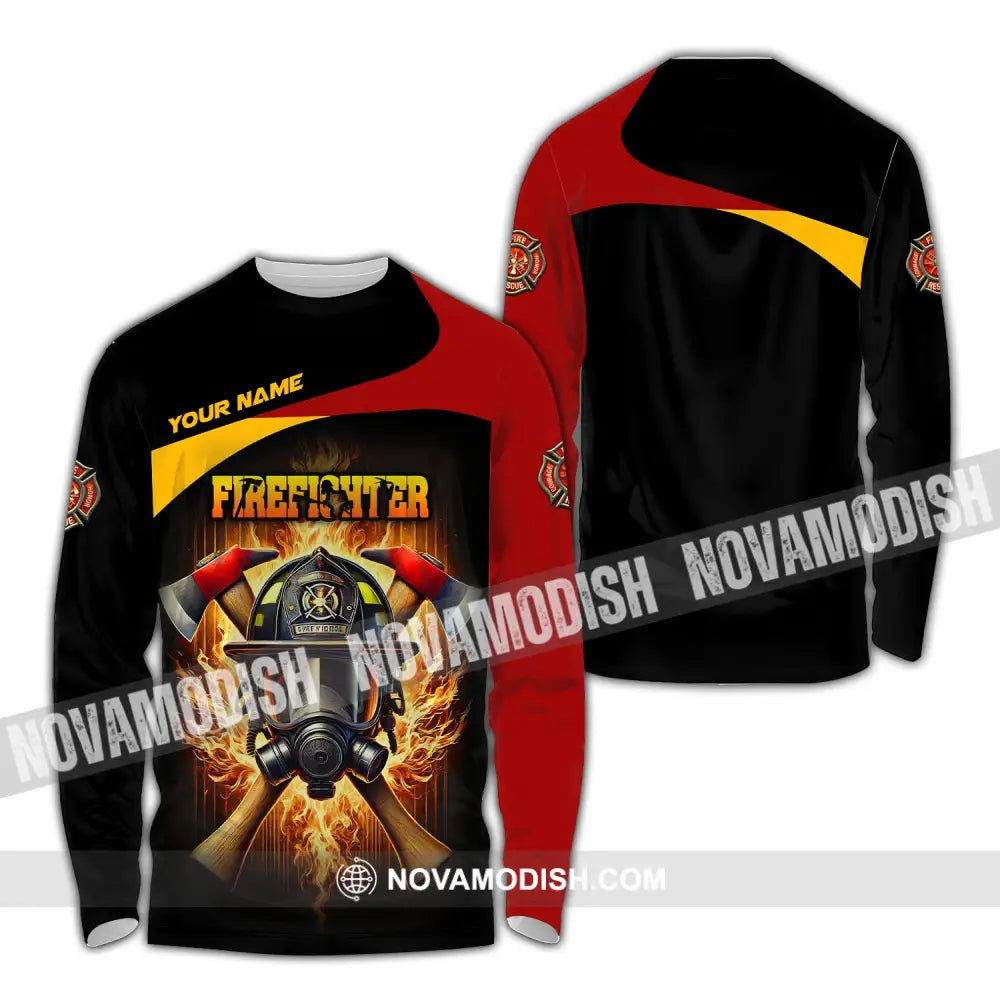 Unisex Shirt Custom Name Firefighter Hoodie Long Sleeve / S T-Shirt