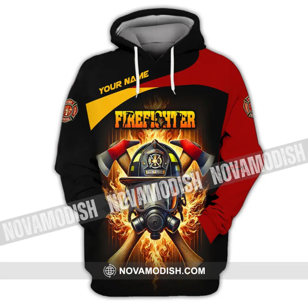 Unisex Shirt Custom Name Firefighter Hoodie Long Sleeve / S T-Shirt