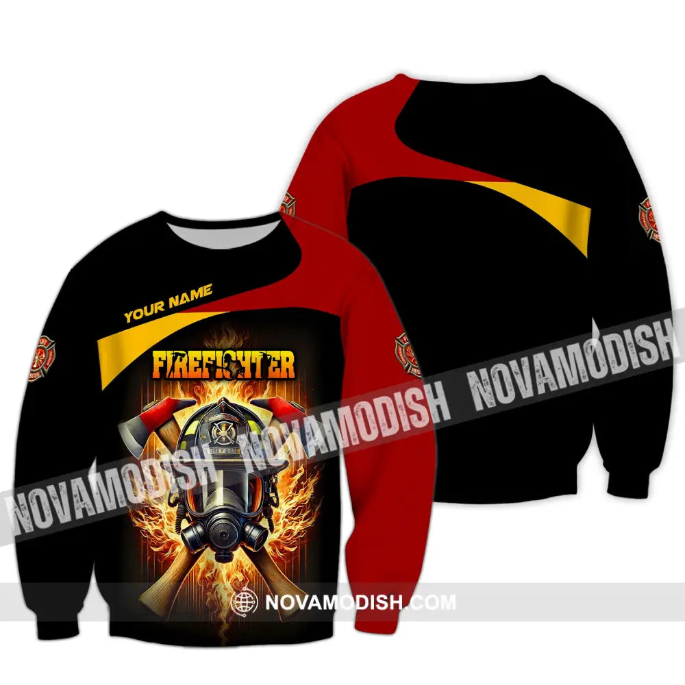 Unisex Shirt Custom Name Firefighter Hoodie Long Sleeve / S T-Shirt