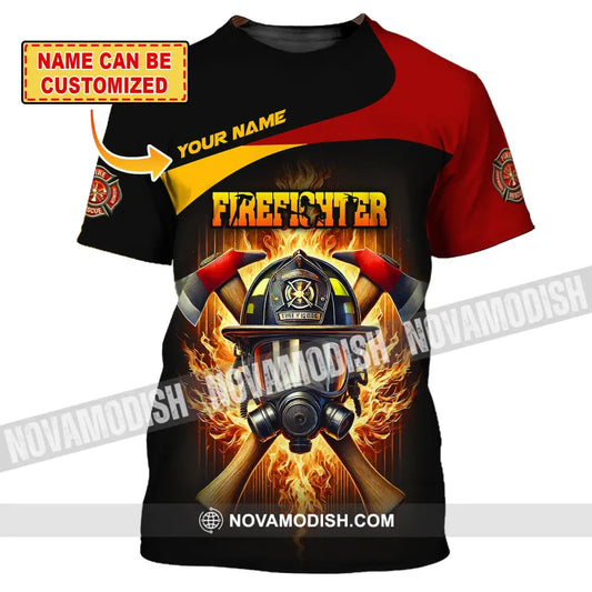 Unisex Shirt Custom Name Firefighter Hoodie Long Sleeve T-Shirt