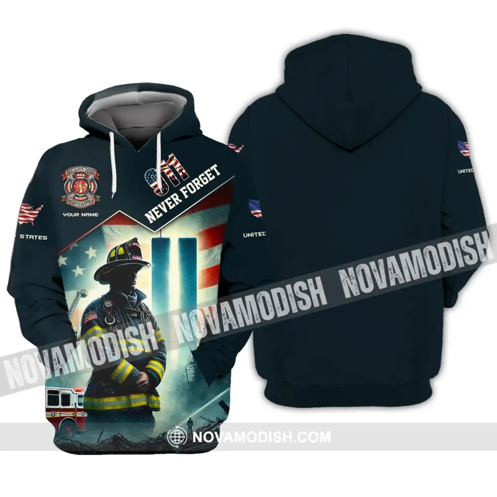 Unisex Shirt Custom Name Firefighter Memorial Fallen Firefighters 911 Hoodie / S T-Shirt