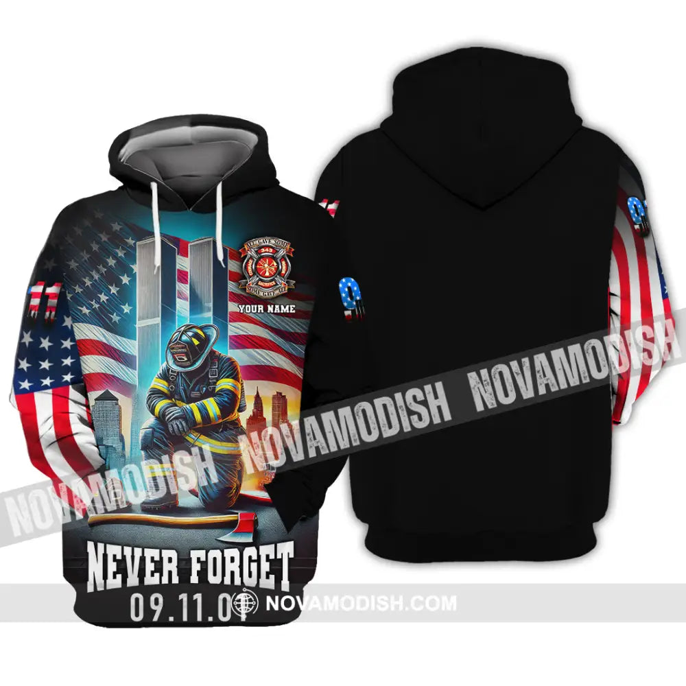 Unisex Shirt Custom Name Firefighter Memorial Fallen Firefighters 911 Hoodie / S T-Shirt