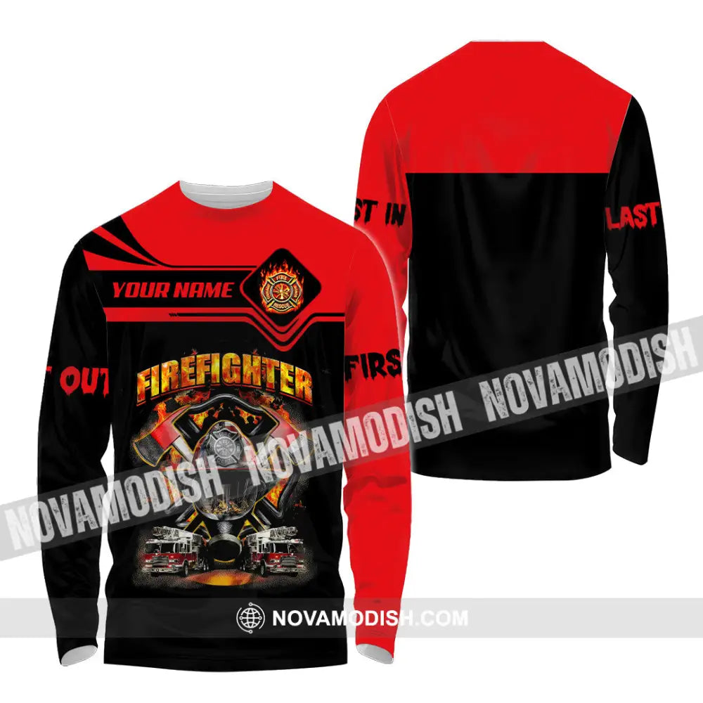 Unisex Shirt Custom Name Firefighter Memorial Fallen Firefighters 911 Long Sleeve / S T-Shirt