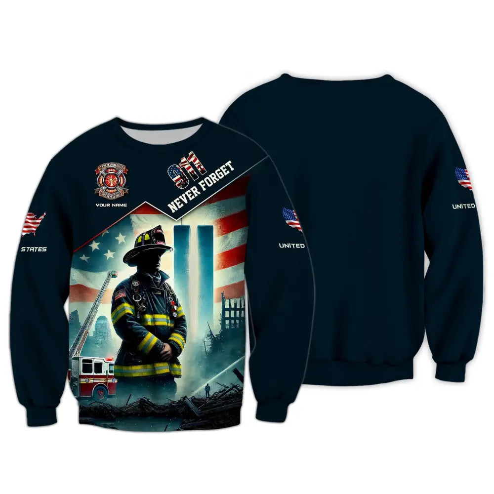 Unisex Shirt Custom Name Firefighter Memorial Fallen Firefighters 911 Long Sleeve / S T-Shirt