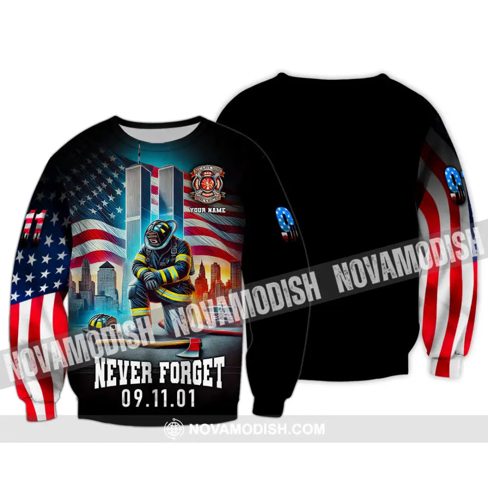 Unisex Shirt Custom Name Firefighter Memorial Fallen Firefighters 911 Long Sleeve / S T-Shirt