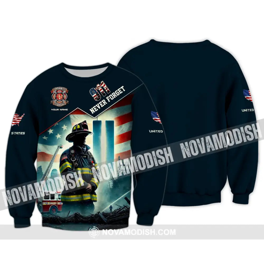 Unisex Shirt Custom Name Firefighter Memorial Fallen Firefighters 911 Long Sleeve / S T-Shirt