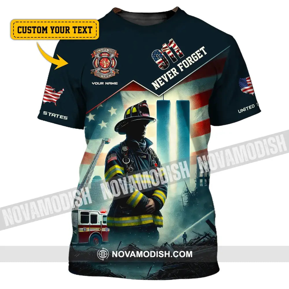 Unisex Shirt Custom Name Firefighter Memorial Fallen Firefighters 911 T-Shirt