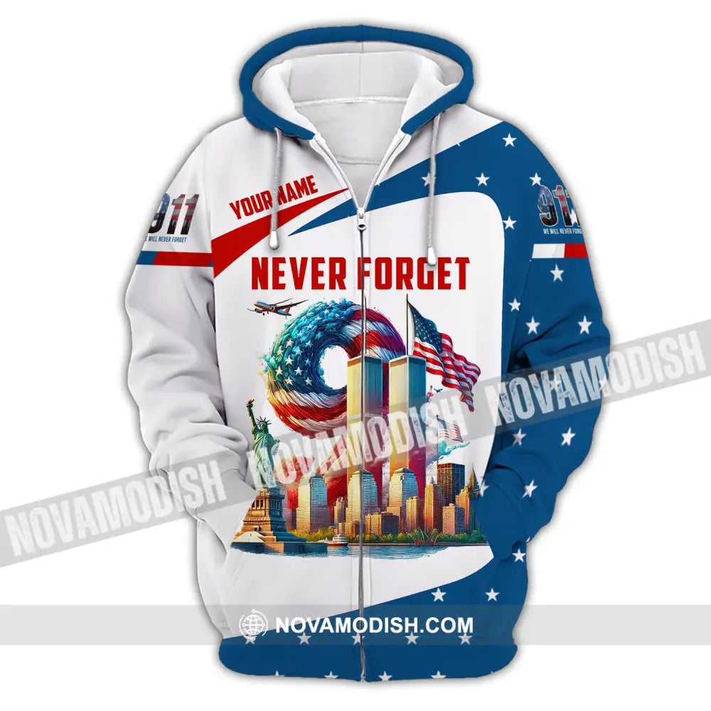 Unisex Shirt Custom Name Firefighter Memorial Fallen Firefighters 911 T-Shirt Zipper Hoodie / S