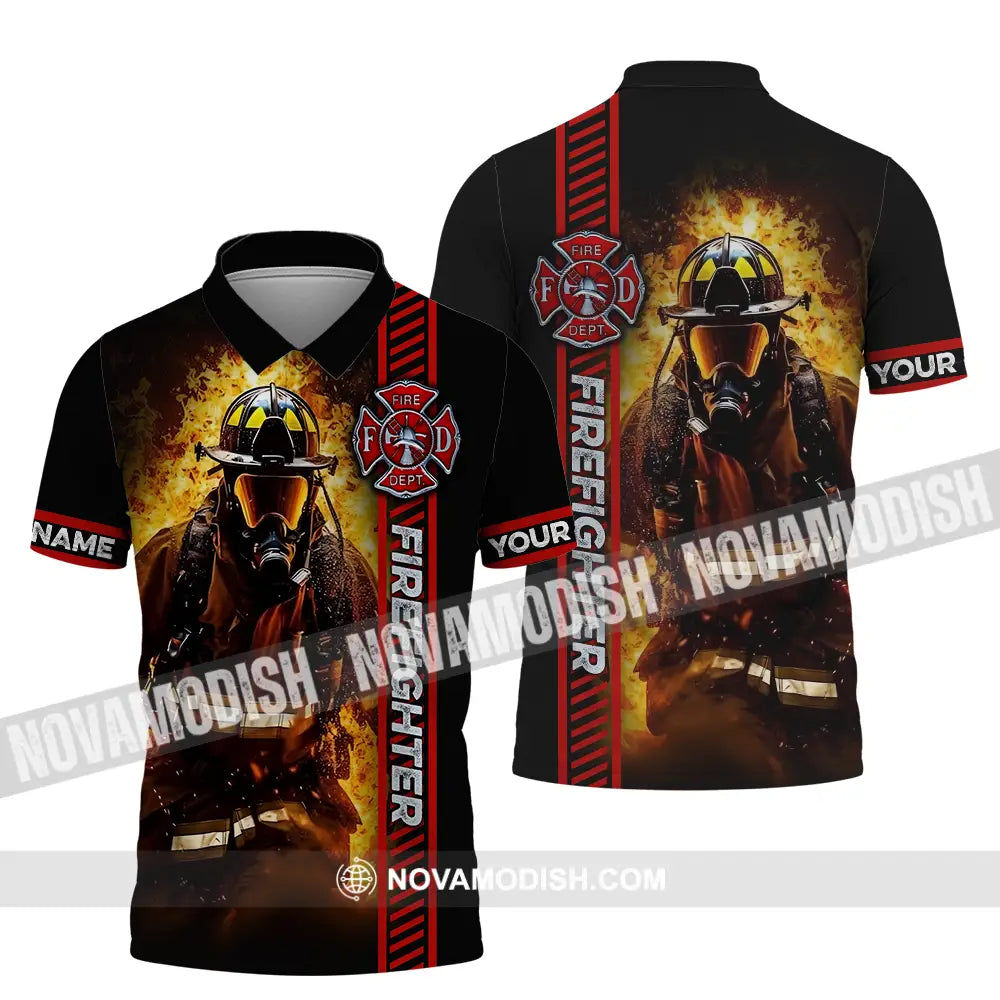 Unisex Shirt - Custom Name Shirt Firefighter Patriot Day 911 Polo Shirt / S T-shirt