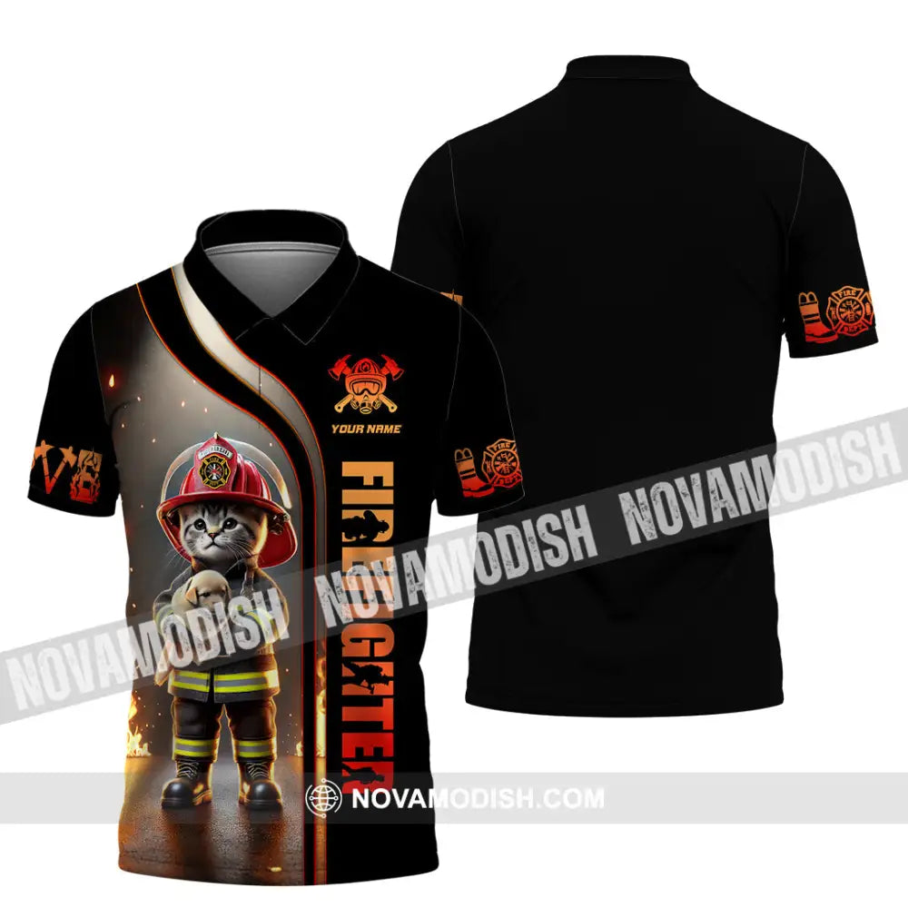 Unisex Shirt Custom Name Firefighter T-Shirt Hoodie Long Sleeve Polo / S T-Shirt