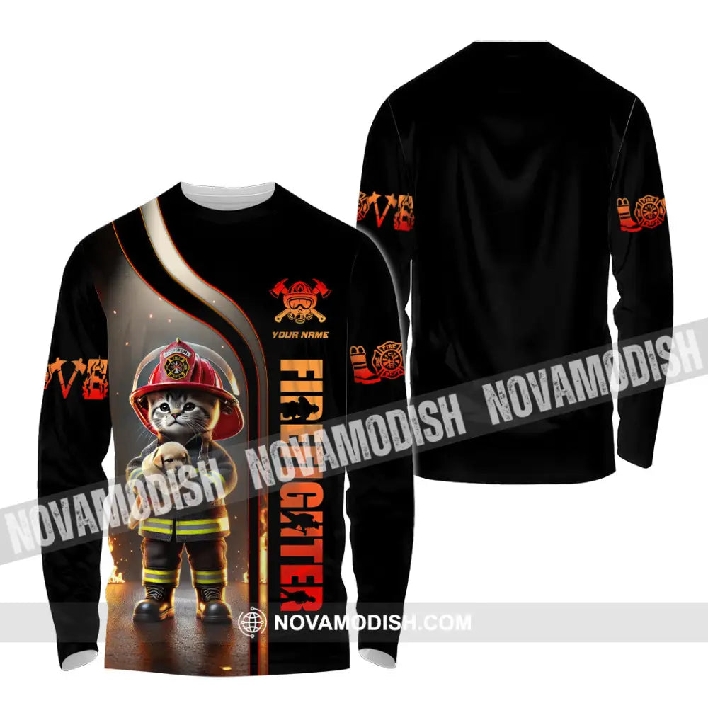 Unisex Shirt Custom Name Firefighter T-Shirt Hoodie Long Sleeve / S T-Shirt